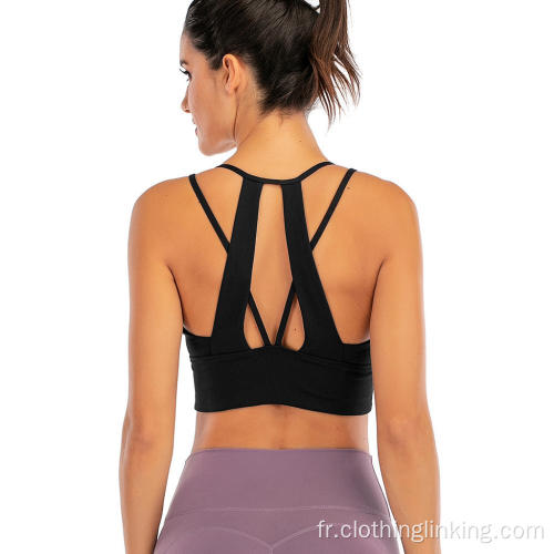 Soutien-gorge de sport yoga avec soutien-gorge à bretelles spaghetti